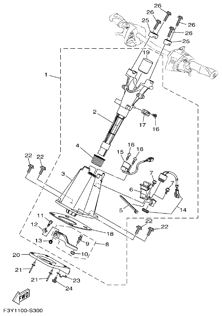 Yamaha EX1050B-S(F3Y36GAB6GA2 STEERING 2 parts diagram